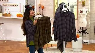 Side Stitch Long Sleeve Plaid Button Down Top on QVC