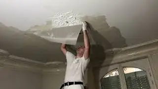 L'entoilage d'un tr&egrave;s beau plafond Haussmannien 2/2