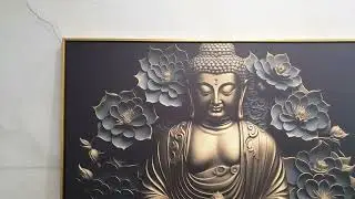 Golden Lotus Serenity Buddha Painting on Canvas