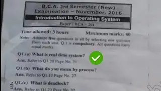 [2016] Mdu BCA 3rd Sem Operating System Question Paper #MduQuestionPaper