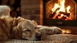 Cozy Fireplace with Sleeping Dog 🐶 ASMR Sounds for Sleep, Relaxation & Stress Relief