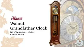 196cm Walnut Grandfather Clock With Westminster Chime & Moon Phase By HERMLE