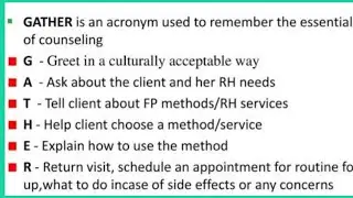 The GATHER technique of contraceptive counsleing