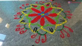 Easy Rangoli Design | Jhat-pat Rangoli in 2 min like Maggie :) | Very Simple Rangoli for Beginners