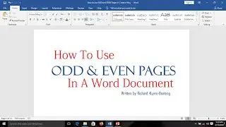 How To Use ODD And EVEN Pages In A Word Document