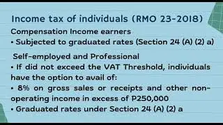 Income Tax of Individuals (RMO 23-2018)