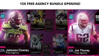 13X FREE AGENCY BUNDLE! 98 OVERALL JADEVEON CLOWNEY AND JOE THUNEY! MADDEN 20 ULTIMATE TEAM!