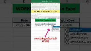 WORKDAY Function in Excel | Advanced Excel Formula #excel #exceltutorial #exceltips