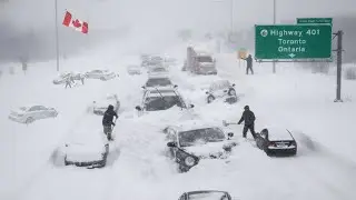 Chaos in Ontario, Canada Today: A Violent Snowstorm Slams Homes and Highway 401 in Toronto!