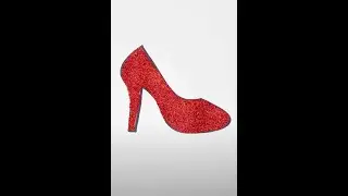 Let's Draw Princess Shoes with Glitter Art ✨👑👠 #shorts #kidslearning