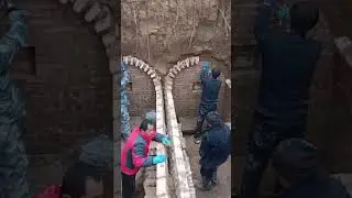 the process of installing a brick in a certain shape is carried out by several workers#shorts