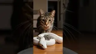 The Snake Protects the Mouse?! Even the Cat Can't Believe It #wildlifevideos #naturelovers #animals