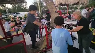 Hamster Wheel powered snow cone making machine in  Tampa, Florida.