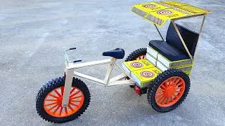 How to Make MatchBox Cycle RickShaw | MatchBox Crafts | DIY at home from DC Motor | Motor Life Hacks