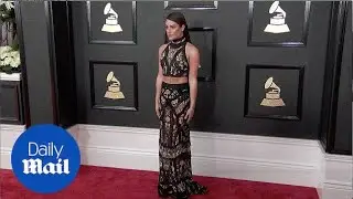 Toned tum! Lea Michele stuns as she flashes flesh at Grammys - Daily Mail