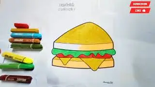 Sandwich coloring for kids | easy sandwich  drawing and painting | learn colors for children