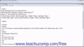 HTML5 and CSS3 Tutorial CSS Tables- Table Padding Training Lesson 21.6
