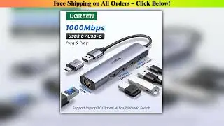 UGREEN USB Ethernet Adapter 1000/100Mbps USB3.0 HUB RJ45 Lan for Laptop PC Xiaomi Mi Box Macbook