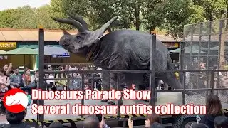 desfile de #dinosaurios , colección de trajes de dinosaurios andantes