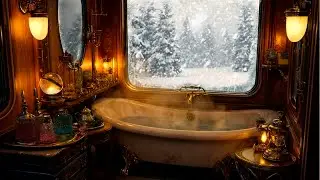 Luxury Sleeper Car Ambience 🛁 Train Sounds & Snowy Window View for Peaceful Sleep