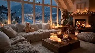 ❄️🤍 Peaceful White Lounge Piano | Cozy Fireplace & Snow Night 3 Hours | Relax Study Work Meditation