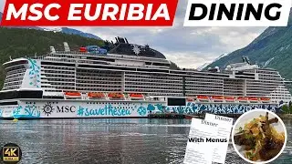 MSC EURIBIA Main Dining Room with ALL menus. MSC's Newest Cruise Ship. 4K Food Review