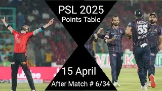 PSL Points Table After Match 6/34 | 15 April | PSL Latest Updates