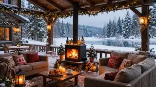 Warm Winter Jazz Music at Outdoor Coffee Shop Ambience ⛄ Relaxing Jazz Background Music for Studying