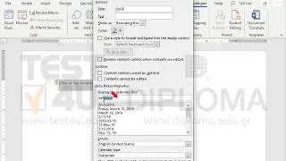 Insert a Date Picker Content Control with Title DATE and date formatting d/M/yy.