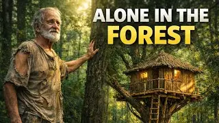 Old Man Living in the Forest Builds a Tree House from Nature