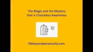 The Magic and the Mystery that is Choiceless Awareness