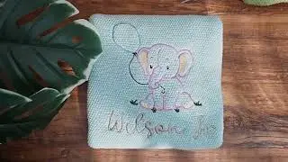 Personalized Elephant Baby Blanket | Custom Embroidered Name Blanket | Baby Shower or Birthday Gift