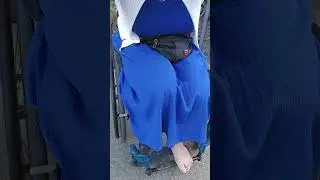 Barefoot amputee on wheelchair