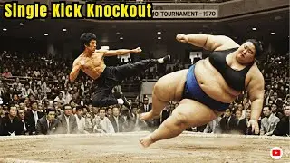 Bruce Lee Challenged By World's Heaviest Female Sumo 450 Pounds Single Kick Knockout 1970 &mdash; Tokyo
