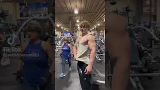 Older Woman Helps Young Man Perfect Flexing Chest Pose 💪 | #gym #workout #flex #lift #grind #muscle
