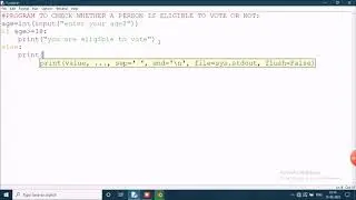 python program to check whether a person is eligible to vote or not!!