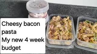 Cheesy bacon pasta, made with lots of odds and ends from the fridge. My new 4 weekly budget.
