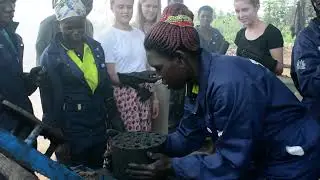 Process of making a briquette at Buyaaya Green Learning Center