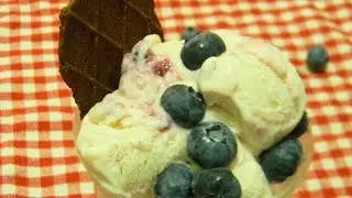 HOMEMADE PREMIUM VANILLA BLUEBERRY RIPPLE ICE CREAM (NO ICE CREAM MACHINE)