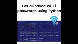 Get all saved WiFi passwords using Python #coding #phython #artificialintelligence