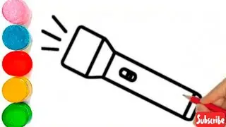 How to Draw Torch Drawing | Torch Light Drawing step by step | Easy to Draw Flashlight Torch |