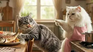 British Cat Steals Food from Persian Mom and Gets Caught 😱