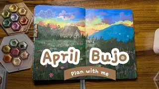 🪻🌼🌾April 2025 bujo setup & flip through | sunset meadows | bullet journal plan with me