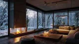 🤍❄️Slow White Piano for Focus | Snow Outside & Cozy Fire for Calm Nights