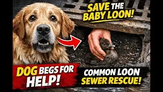 When A Dog Begs for Help to Save a Baby Common Loon &ndash; Rescue the Baby Common Loon Stuck in the Sewer