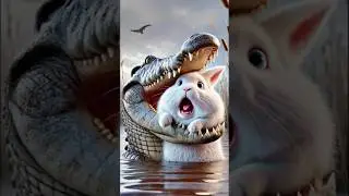 The rabbit must survive from the fierce crocodile. 🐰 #RabbitRescue #CuteAnimals #animalrescue