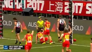 First AFL goal in China, Barlow (Gold Coast Suns - Port Adelaide Power)