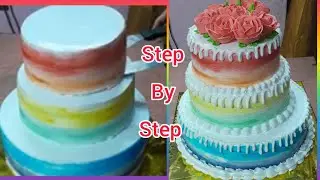 10 Pound Rainbow Theme Cake Design | 3 Tier Cake Decoration @beautysbakeandcook