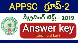 #APPSC Group2 Screening Test Answer key 2019 | Unofficial key | APPSC Group2 Preliminary key 2019