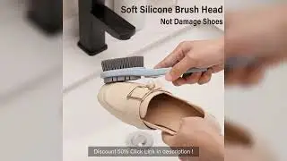 Double-Sided Shoe Brush Soft Bristled Cleaning Brush Silicone Brush Head Long Handle Brush Clothes S